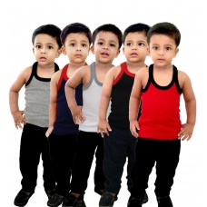 HAP KINGS BOYS MULTICOLOUR RIB VEST COMBO (PACK OF 5)